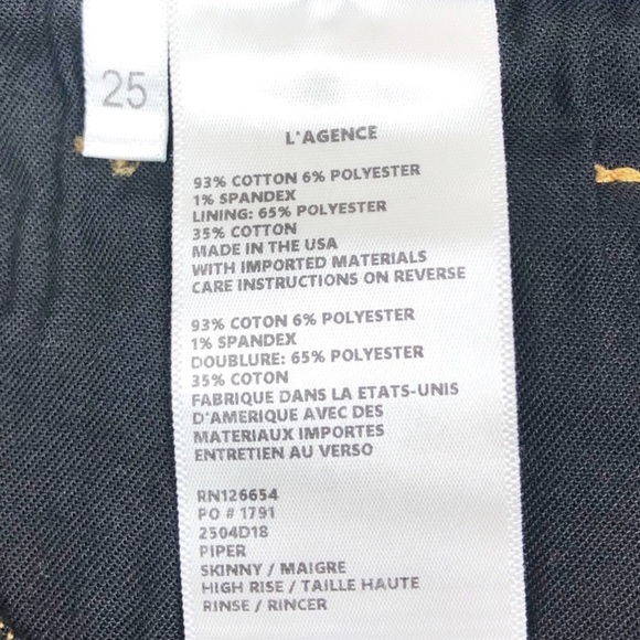 NWT L'AGENCE‎ Piper High Rise Skinny Jeans Button Ankle Dark Wash Denim Size 25 - Picture 15 of 16